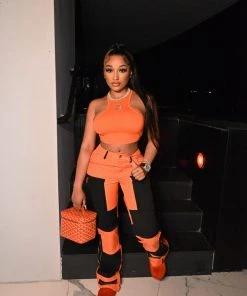 GSUWOO Bottoms Military Cargo Orange